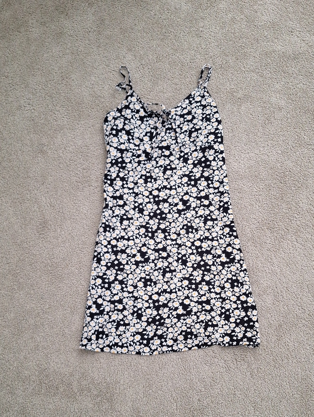 Hollister Black Mini Slip Dress with White Daisy Print